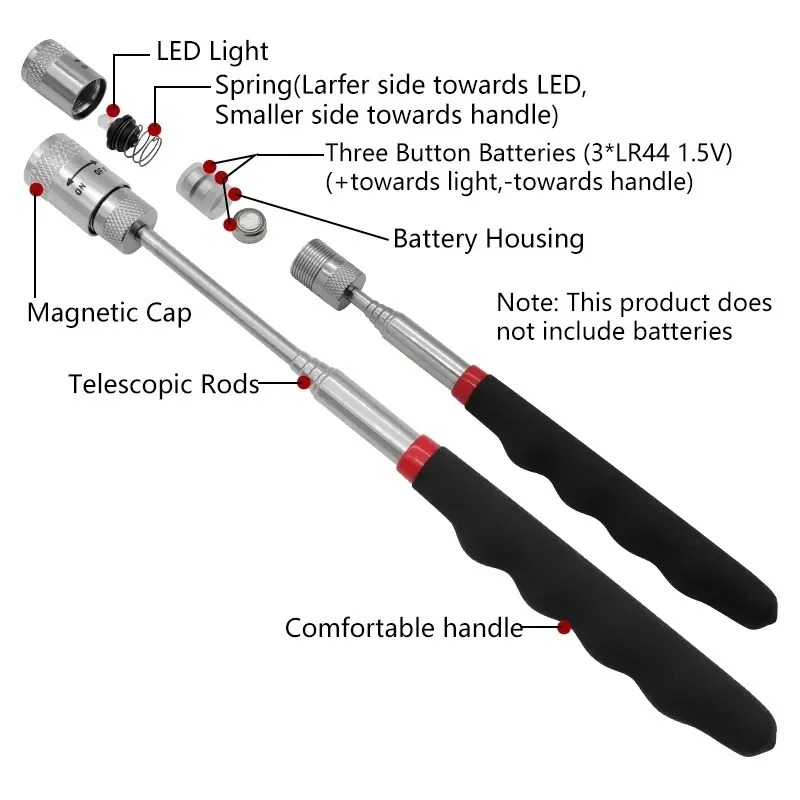 Pen Holder Magnetic - Stylo magnétique télescopique avec lumière LED,
